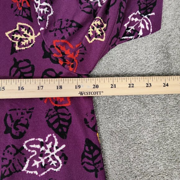 Celebrate Together Women's Blouse Size M Purple Colorful Leaves Print Turtleneck - Picture 6 of 7